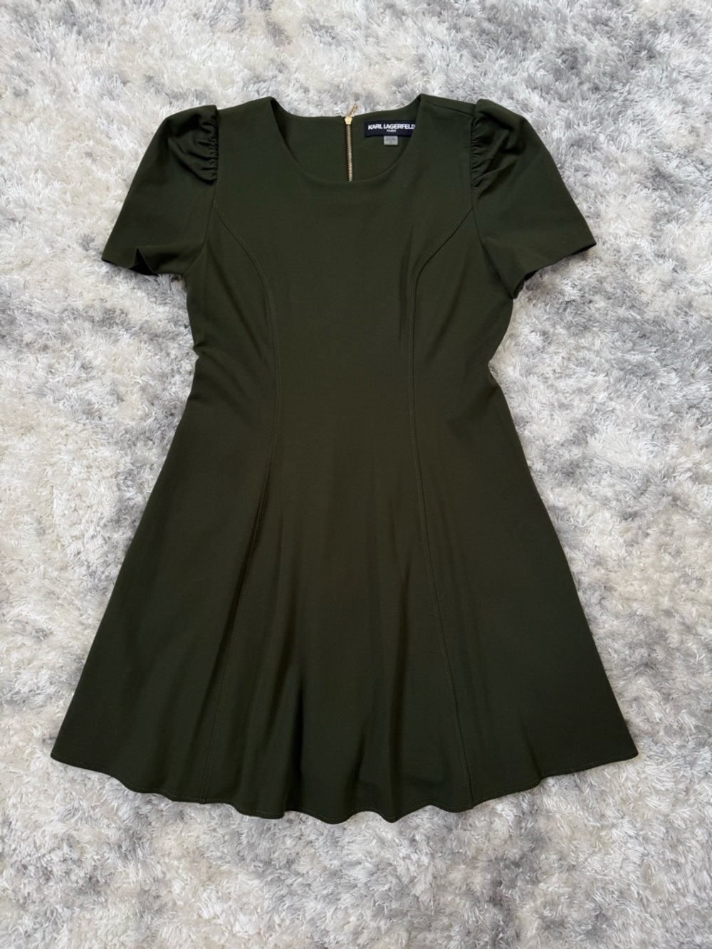 Ralph Lauren Olive Green Short Sleeve Fit-and-Flare Dress